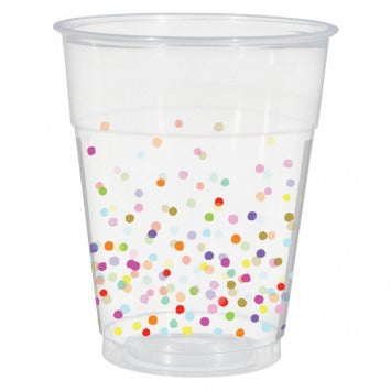 Rainbow Confetti Plastic Tumblers, 16 oz 20/ct