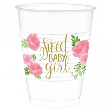 Floral Baby Plastic Cups 16oz 25/ct
