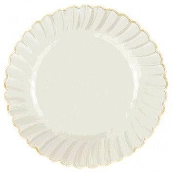 Scalloped w/Gold Swirl, Premium Plastic Plates, 10in 10/ct