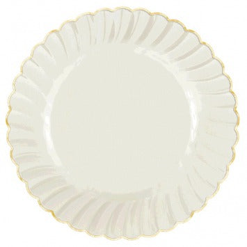 Scalloped w/Gold Swirl, Premium Plastic Plates, 7 1/4in 20/ct