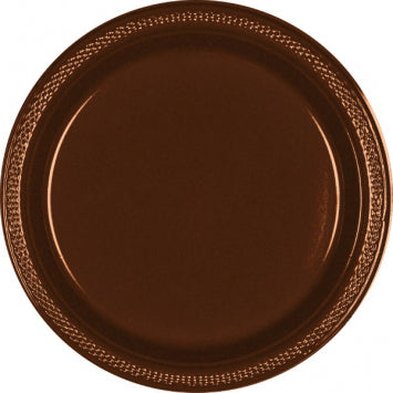 Chocolate Brown Plastic Plates, 10 1/4" 20/CT