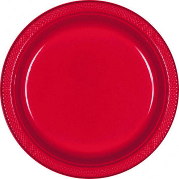 Apple Red Plastic Plates, 10 1/4" 20/ct