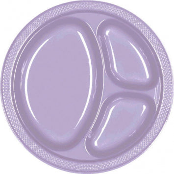 Lavender Divided Plastic Plates, 10 1/4in