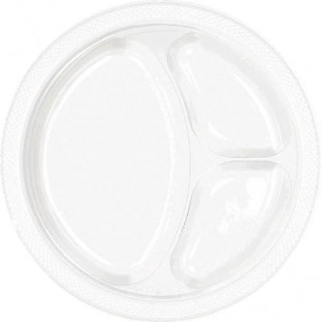 White Divided Plastic Plates, 10 1/4" 20/CT