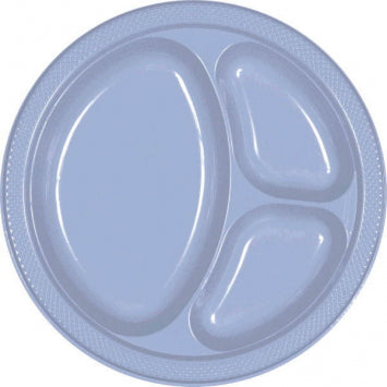 Pastel Blue Divided Plastic Plates, 10 1/4in 20/ct