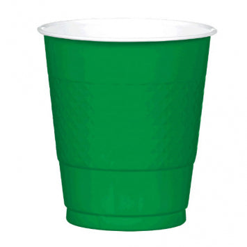 Festive Green Plastic Cups, 12oz 20/ct