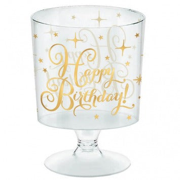 Gold Birthday Mini Plastic Pedestals, Hot-Stamped 2oz 30/ct