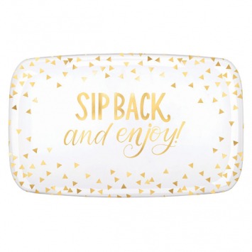 Cocktail Party Plastic Rectangle Platter - Hot-Stamped 11in x 18in