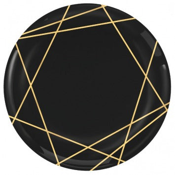 Gold Geo Plastic Plates Hot-Stamped 7.5in 20/ct