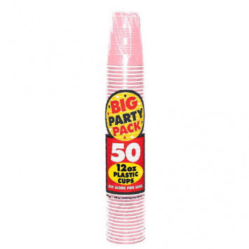 New Pink Big Party Pack Plastic Cups, 12 oz 50/CT