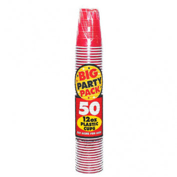 Apple Red Big Party Pack Plastic Cups, 12 oz. 50/CT