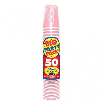 New Pink Big Party Pack Plastic Cups, 16 oz 50/CT