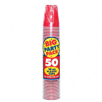 Apple Red Big Party Pack Plastic Cups, 16 oz. 50/CT