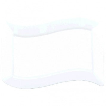 White Large Wavy Rectangle Premium Plate 7 1/2in x 12in 10/ct