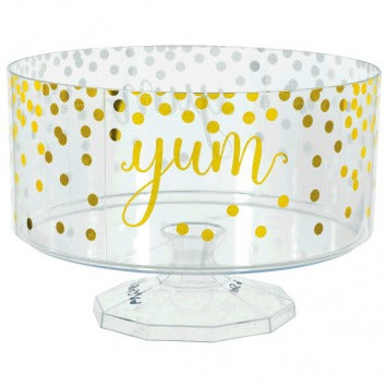 Hot-Stamped Trifle Plastic Container, Medium - Gold 7 3/8in