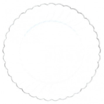 Scalloped Plate W/ Metal Trim - White 7in 20/ct