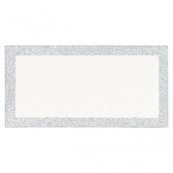 Place Cards - Silver Glitter 2in x 4in Folded 50/ct