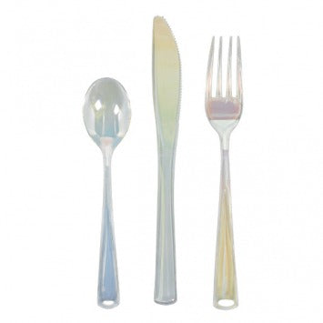 Shimmering Party Cutlery Asst. - Iridescent Plastic 24/ct
