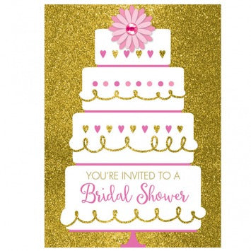 Bridal Shower Cake Jumbo Deluxe Invitations 8in x 6in 8/ct