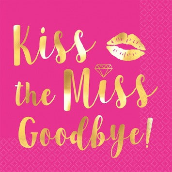 Kiss The Miss Goodbye Beverage Napkins, Hot-Stamped 16/ct