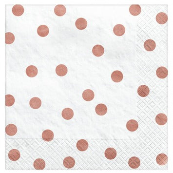 Beverage Napkins Metallic Confetti Dot - Rose Gold 16/ct