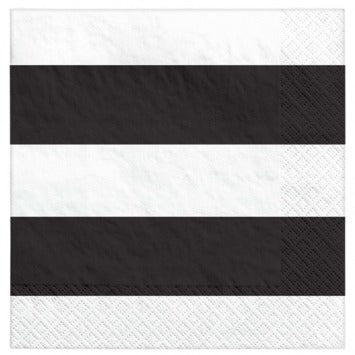 Luncheon Napkins Solid Stripe - Jet Black 16/ct