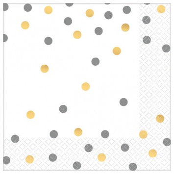 Gold/Silver Confetti Luncheon Napkins - Hot-Stamped 16/ct