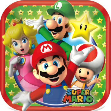 Super Mario Brothers™ Square Plates, 7in 8/ct