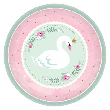 Sweet Swan Round Plates 7in 8/ct