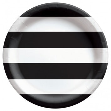 Solid Stripe Plates - Jet Black 6 3/4in 8/ct