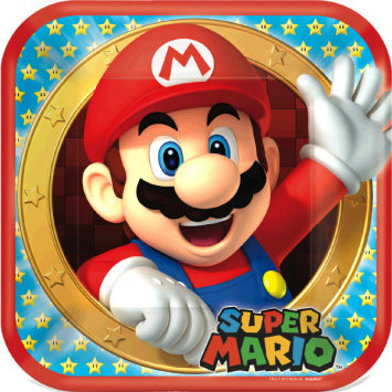 Super Mario Brothers™ Square Plates, 9in 8/ct