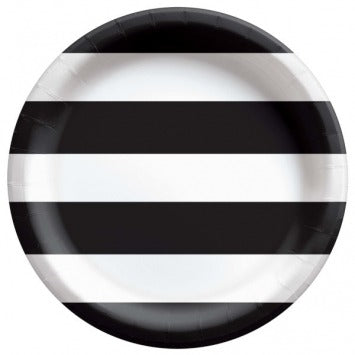 Solid Stripe Plates - Jet Black 8 1/2in 8/ct