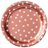 Round Plates Metallic Confetti Dot - Rose Gold 8.5in 8/ct