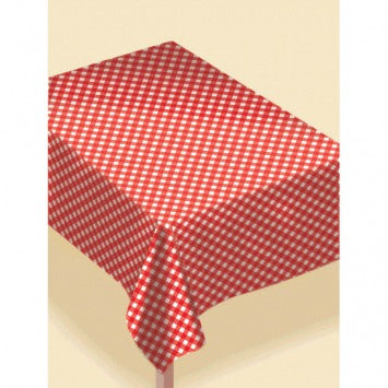 Gingham Table Cover, Flannel-Backed Vinyl 52in x 90in