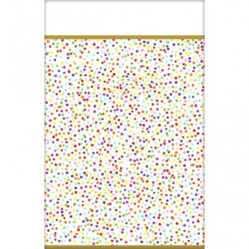 Rainbow Confetti Paper Table Cover 54in x 102in