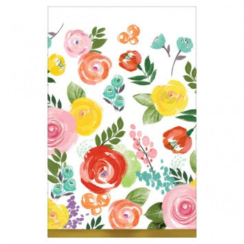 Bright Florals Plastic Table Cover  54in x 102in