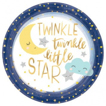 Twinkle Little Star Round Metallic Plates 10 1/2in 8/ct