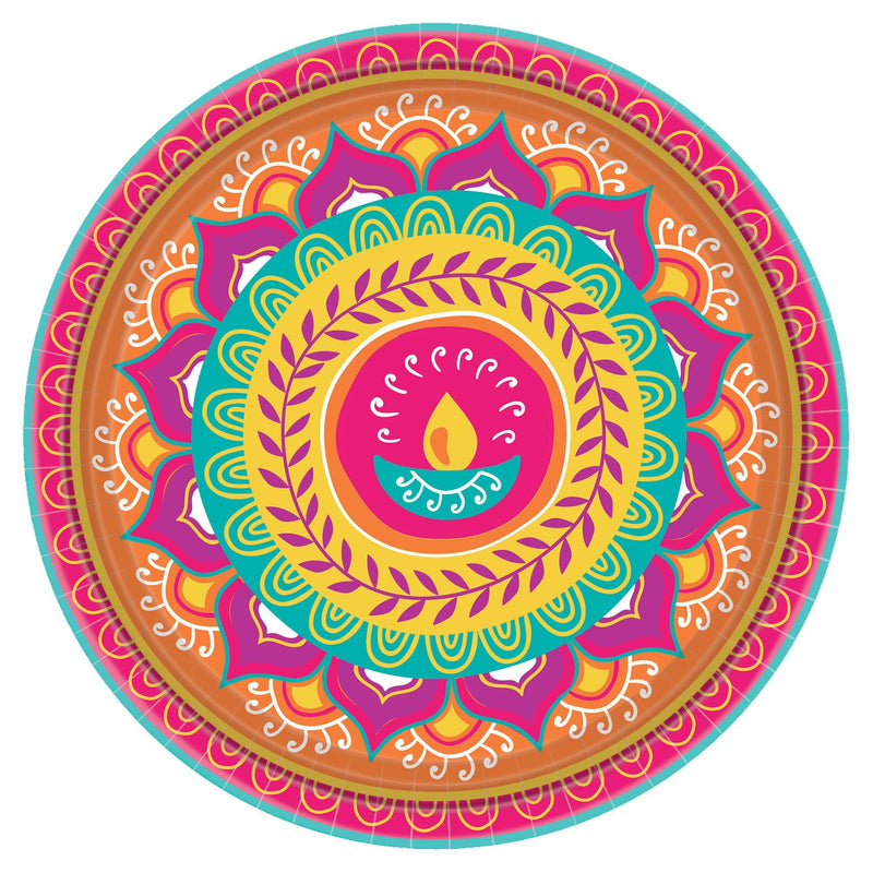 Diwali Round Plates, 10 1/2in 8/ct