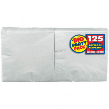 Silver Big Party Pack Beverage Napkins 125/CT