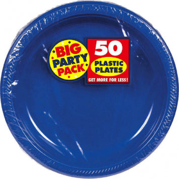 Bright Royal Blue Big Party Pack Plastic Plates, 7" 50/CT