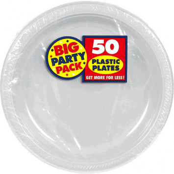 Silver Big Party Pack Plastic Plates, 7" 50/CT
