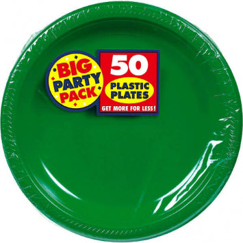 Festive Green Big Party Pack Plastic Plates, 10 1/4in 50/ct
