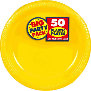 Sunshine Yellow Big Party Pack Plastic Plates, 10 1/4" 50/CT