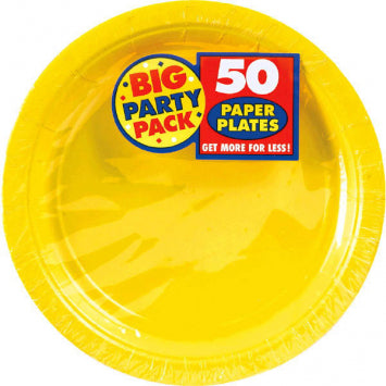 Sunshine Yellow Big Party Pack Paper Plates, 7" 50/CT