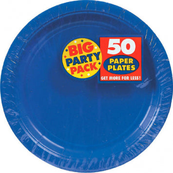 Bright Royal Blue Big Party Pack Paper Plates, 7" 50/CT