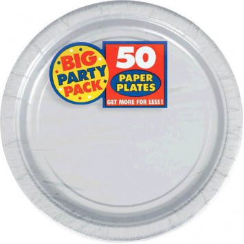Silver Big Party Pack Paper Plates, 7" 50/CT
