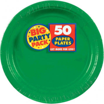 Festive Green Big Party Pack Paper Plates, 9in 50/ct