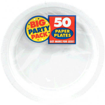 Frosty White Big Party Pack Paper Plates, 9" 50/CT