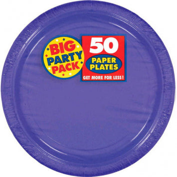New Purple Big Party Pack Paper Plates, 9" 50/CT