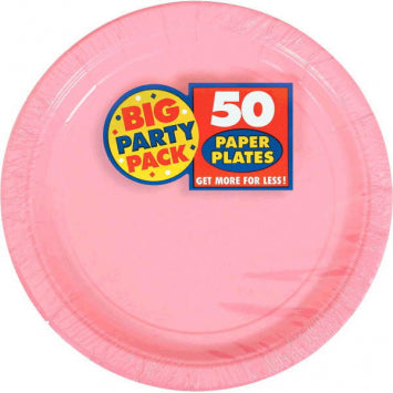 New Pink Big Party Pack Paper Plates, 9in 50/CT